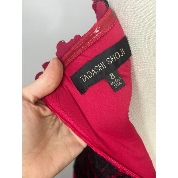 Tadashi Shoji NWT Lace Maxi Gown Red Formal Holiday Halloween Masquerade Sz 8 - Picture 7 of 8